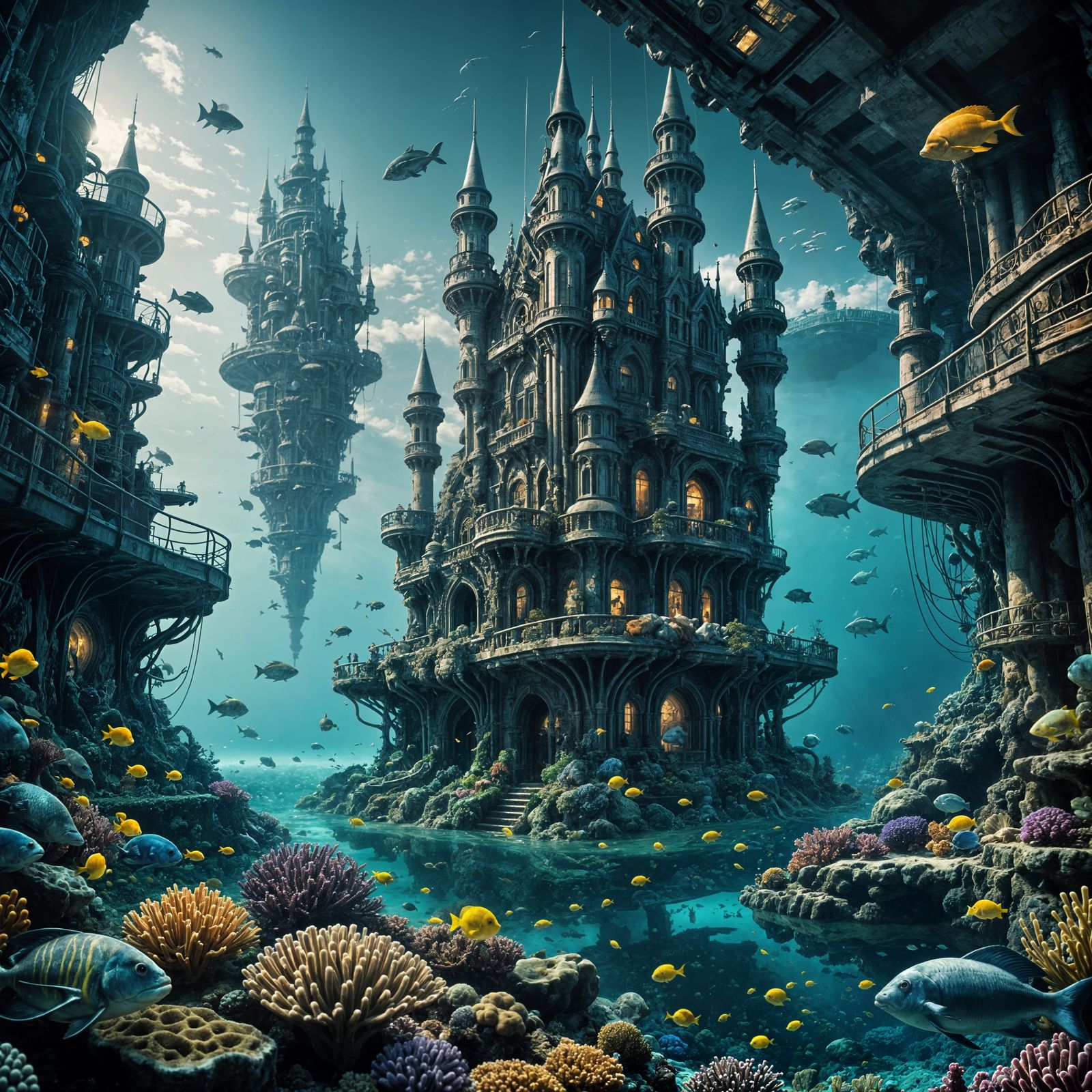 Hyperrealistic Underwater City of the Future