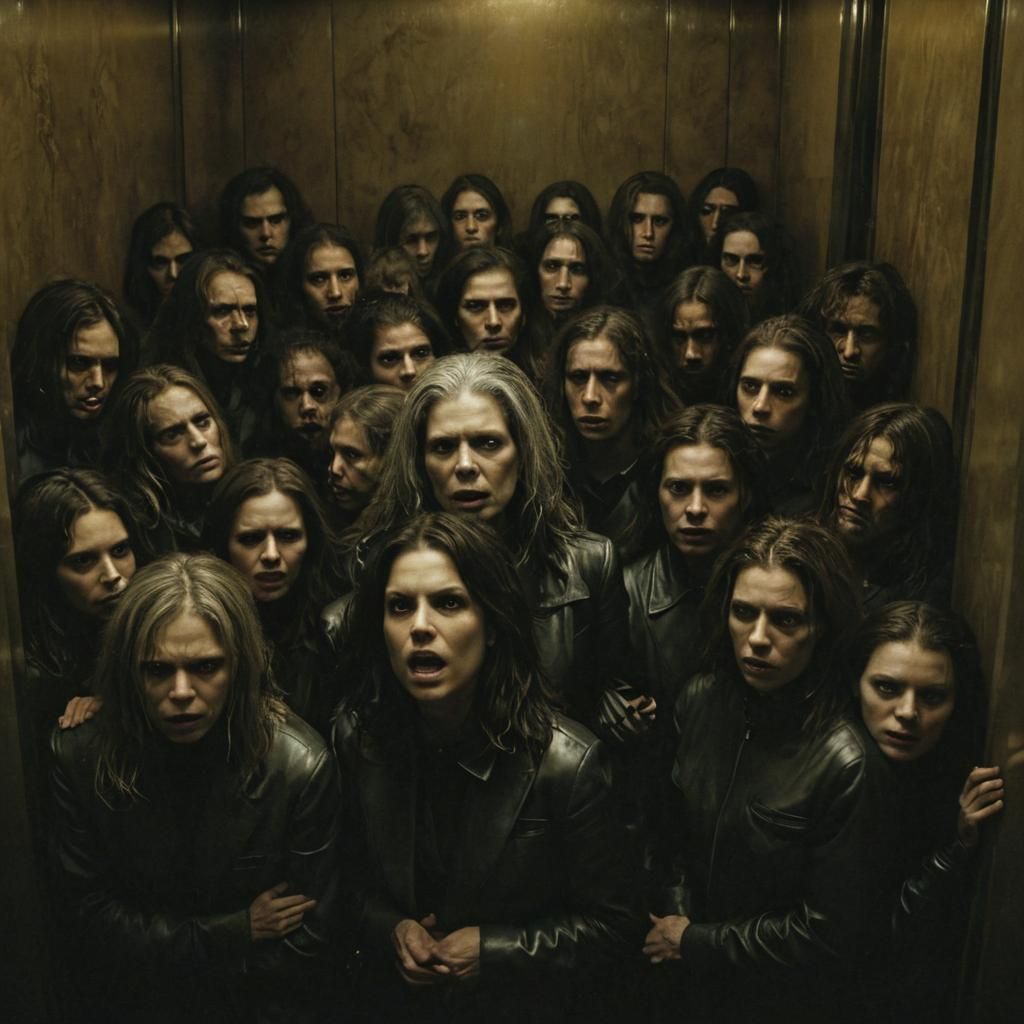 Claustrophobic Elevator in Dark Surrealism Style