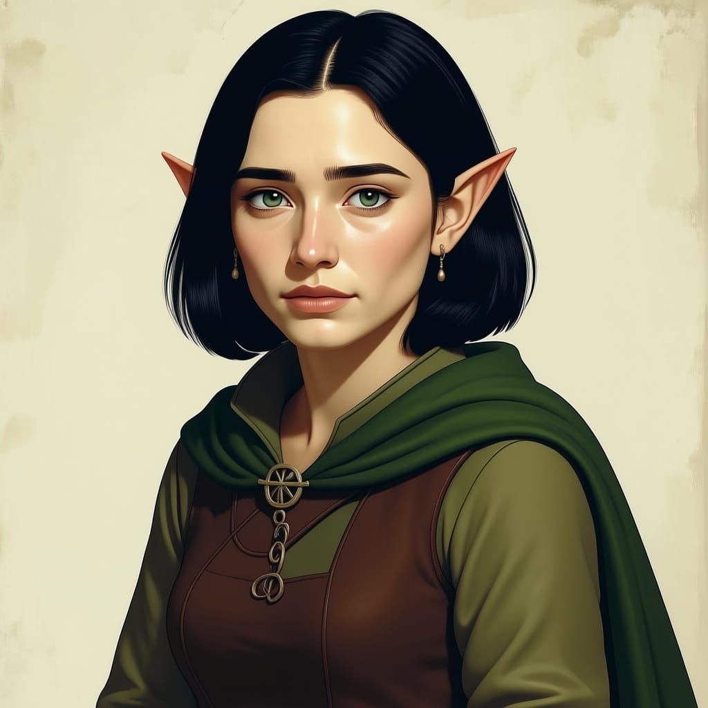 Homely Elf Archer With Bow and Earthy Clothes