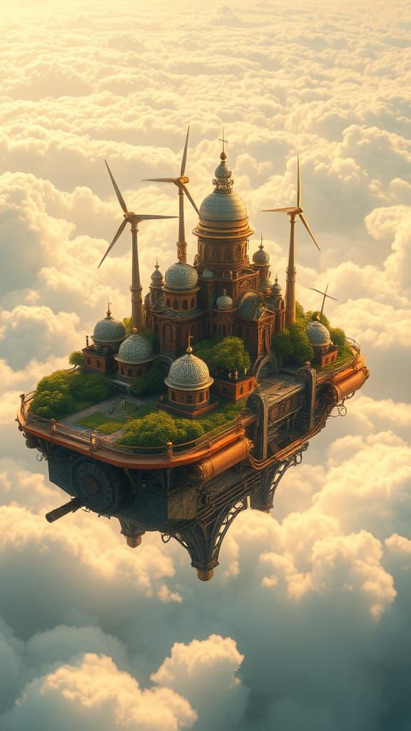 Ethereal Metropolis Soars on Verdant Island