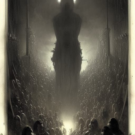 Satirical Monster of Bad Luck in Horror Style