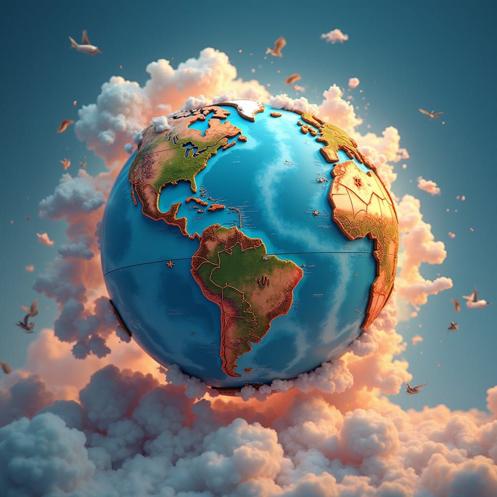Wonderful Toy Globe World in Vibrant, Fantastical Style