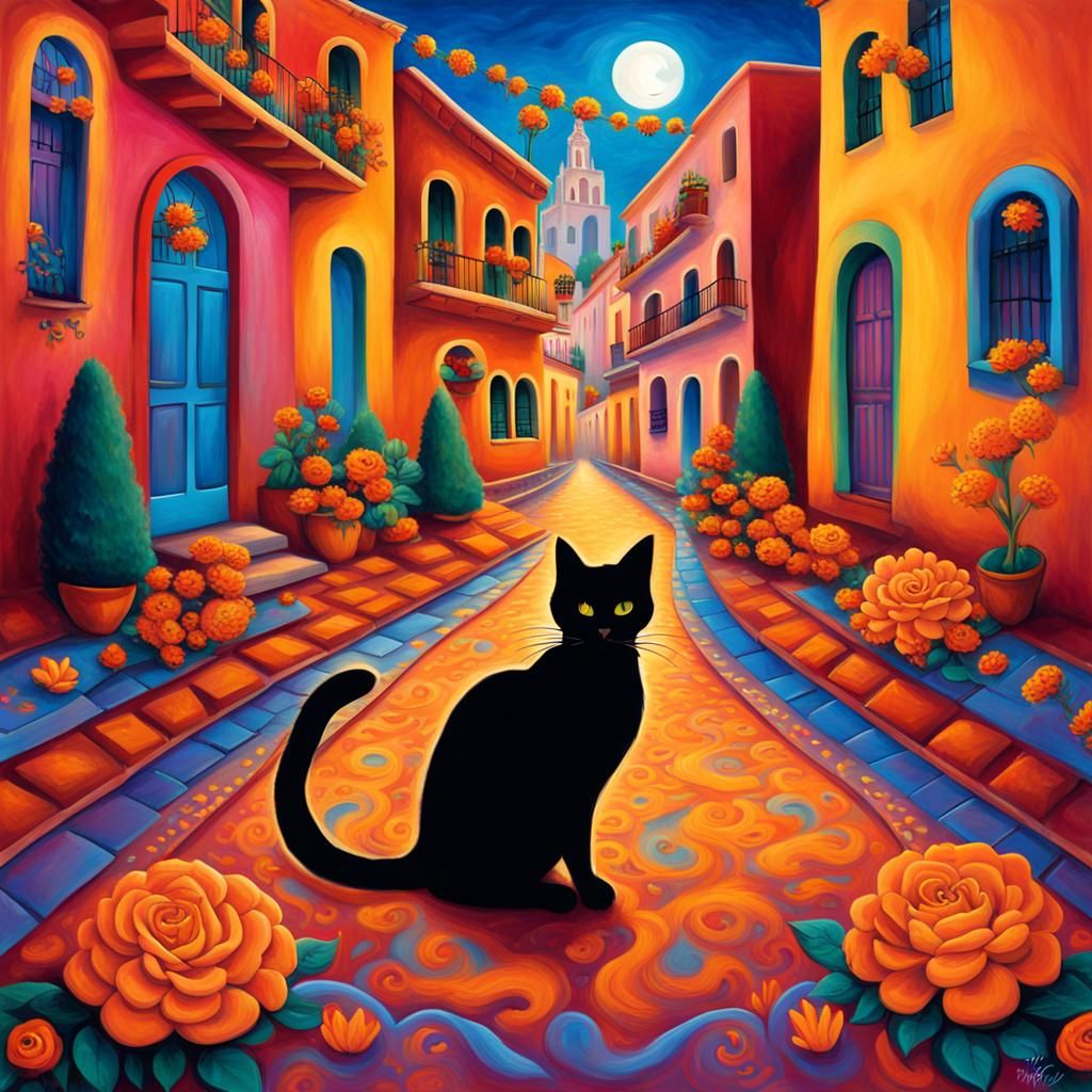 Day of the Dead Celebration with Mystical Cat