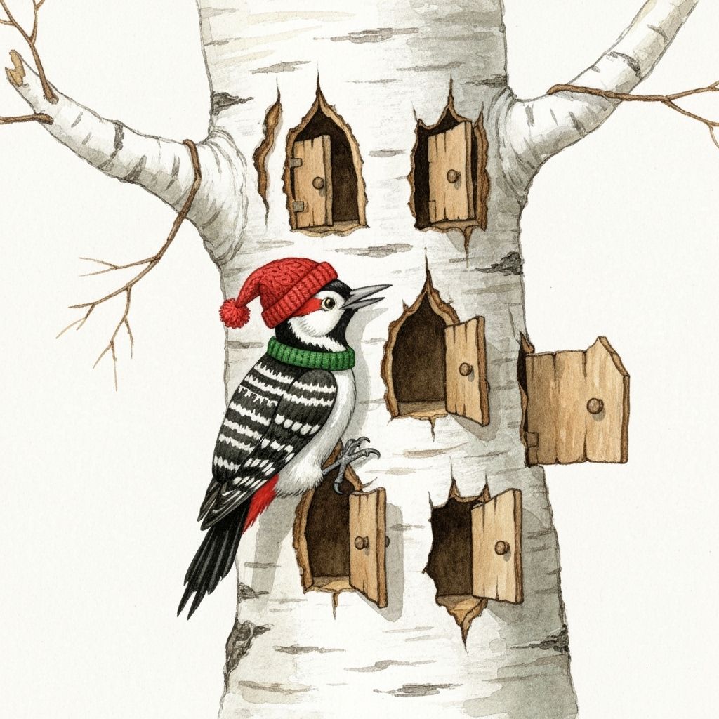 Woodpecker Advent Calendar Illustration in Beatrix Potter St...