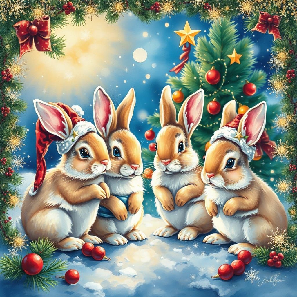 Vibrant Christmas Wonderland in Gouache Masterpiece Style