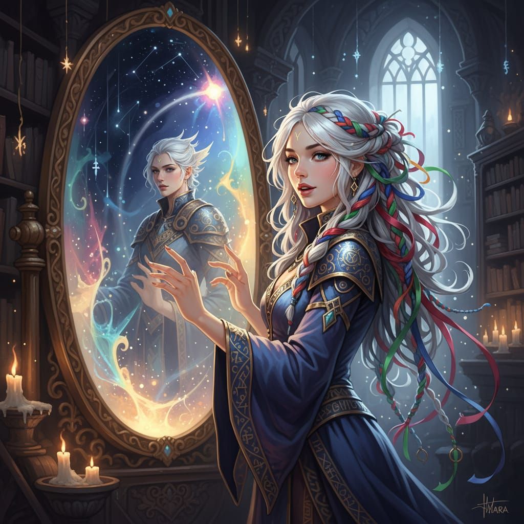 Magical Mirror Portrait in Royo and Mara Style