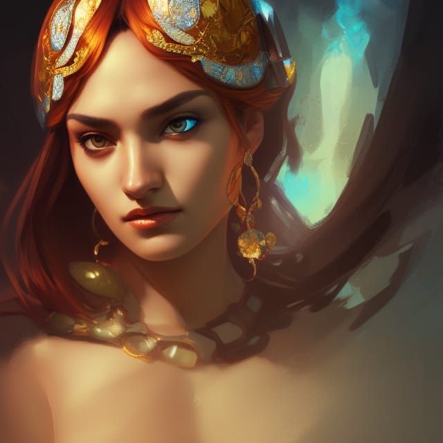 Elegant Turkish Sultana Portrait in Art Nouveau Style