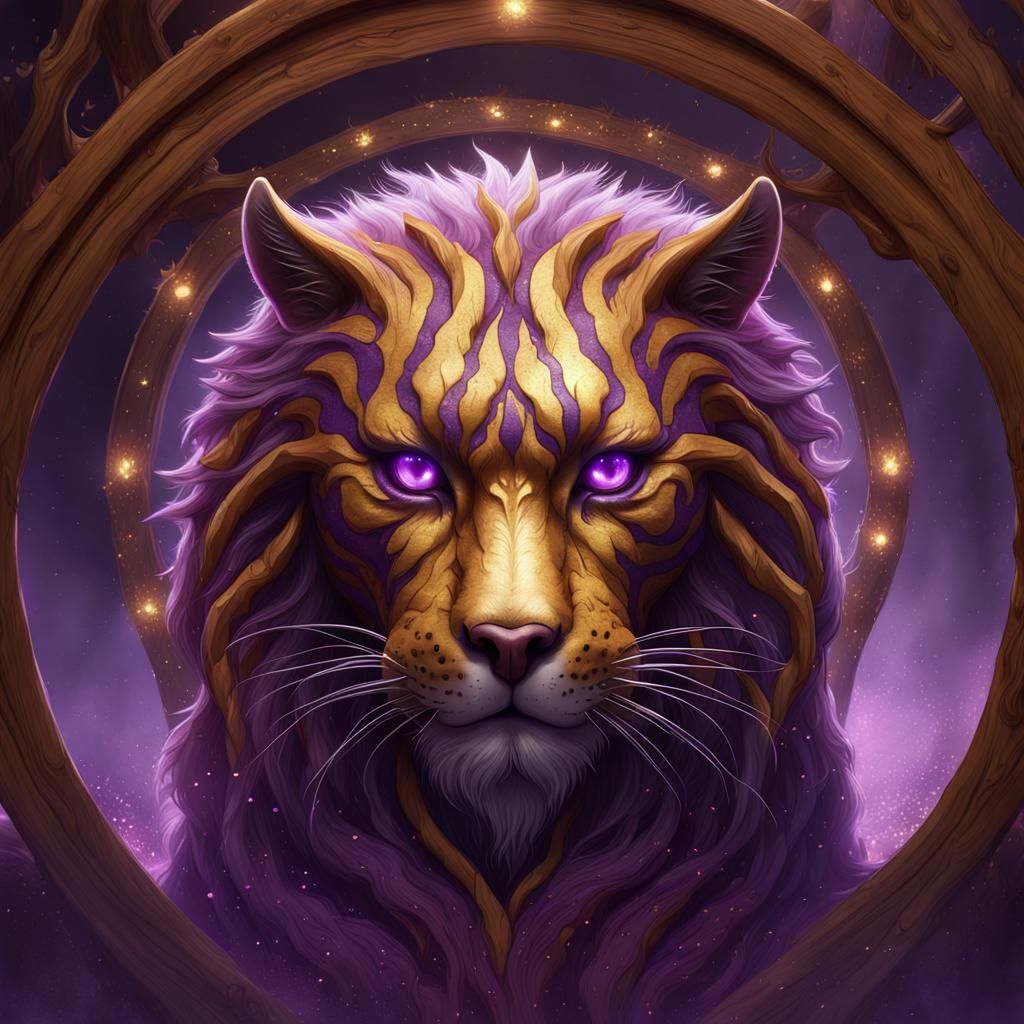 Shimmering Cat Protector in Detailed Dark Fantasy