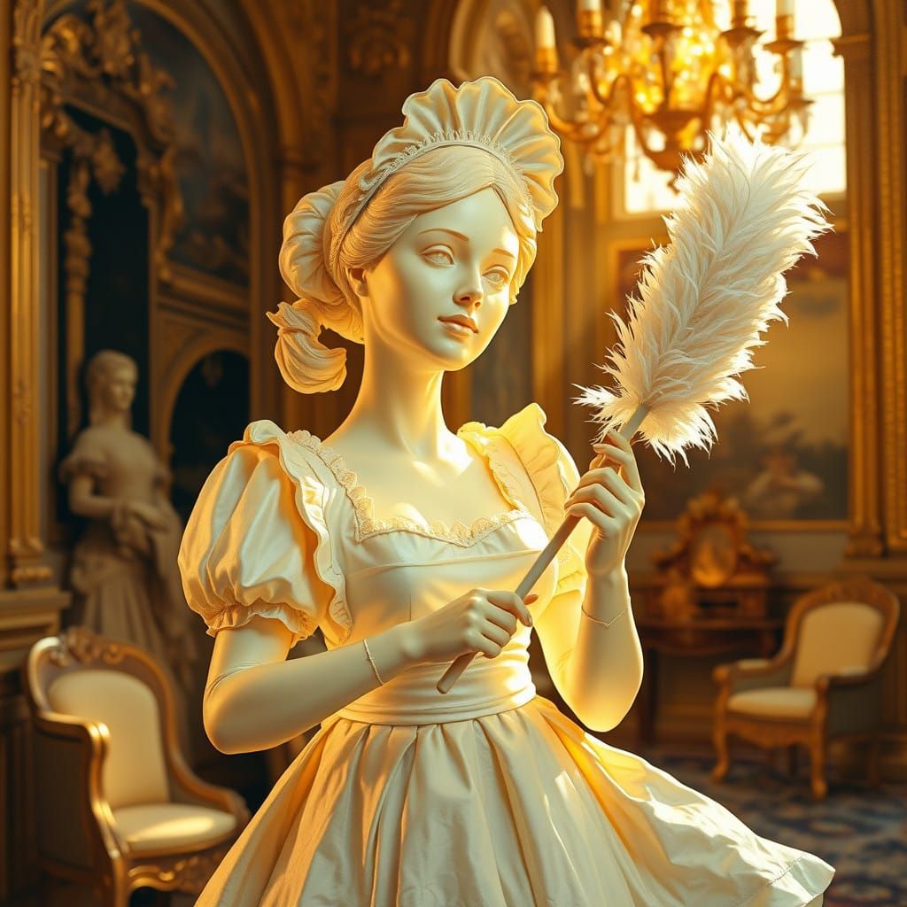Golden Maid of Elegance in Baroque Splendor
