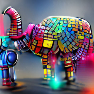Robot Elephant in Abstract 3D with Bokeh