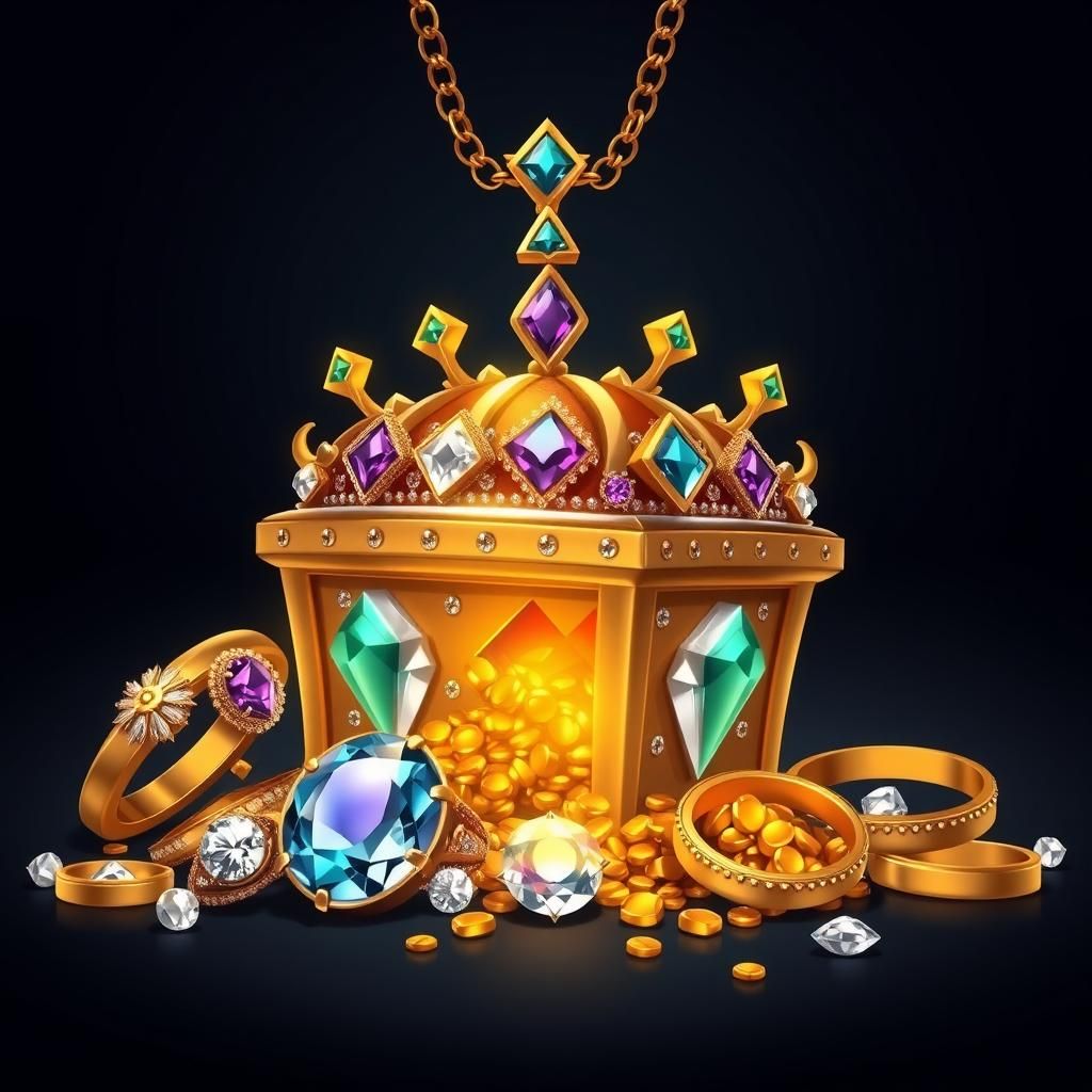 Magnificent Treasury Loot with Gold and Jewels