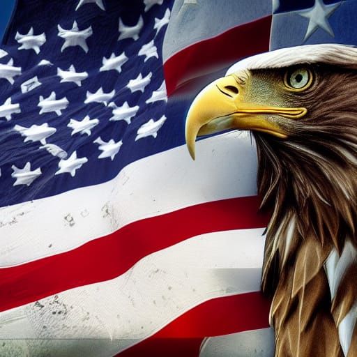 Patriotic American Football Nascar Eagle in Hyperrealism