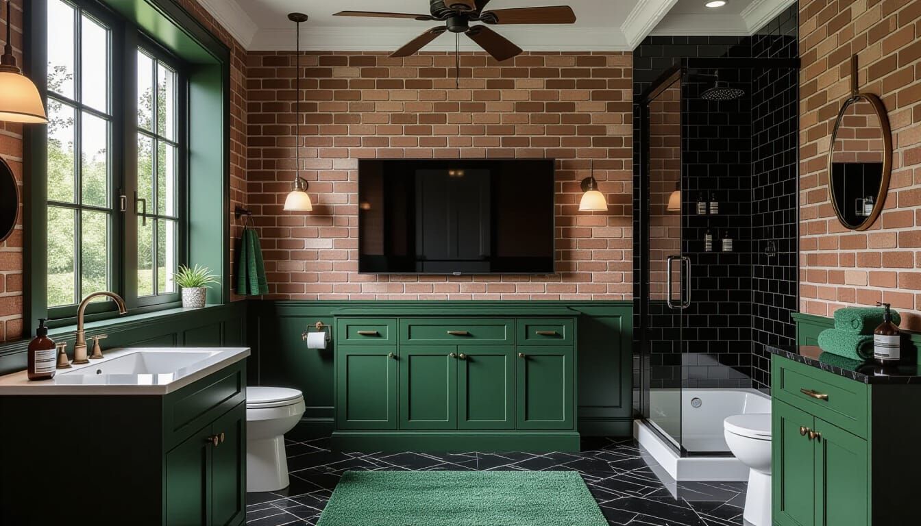 Victorian Bathroom with Modern Tech, Photorealistic Style
