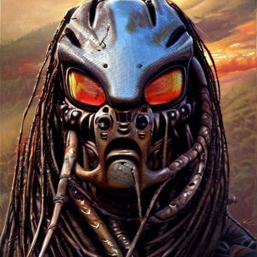 Menacing Predator in Oil Painting Style