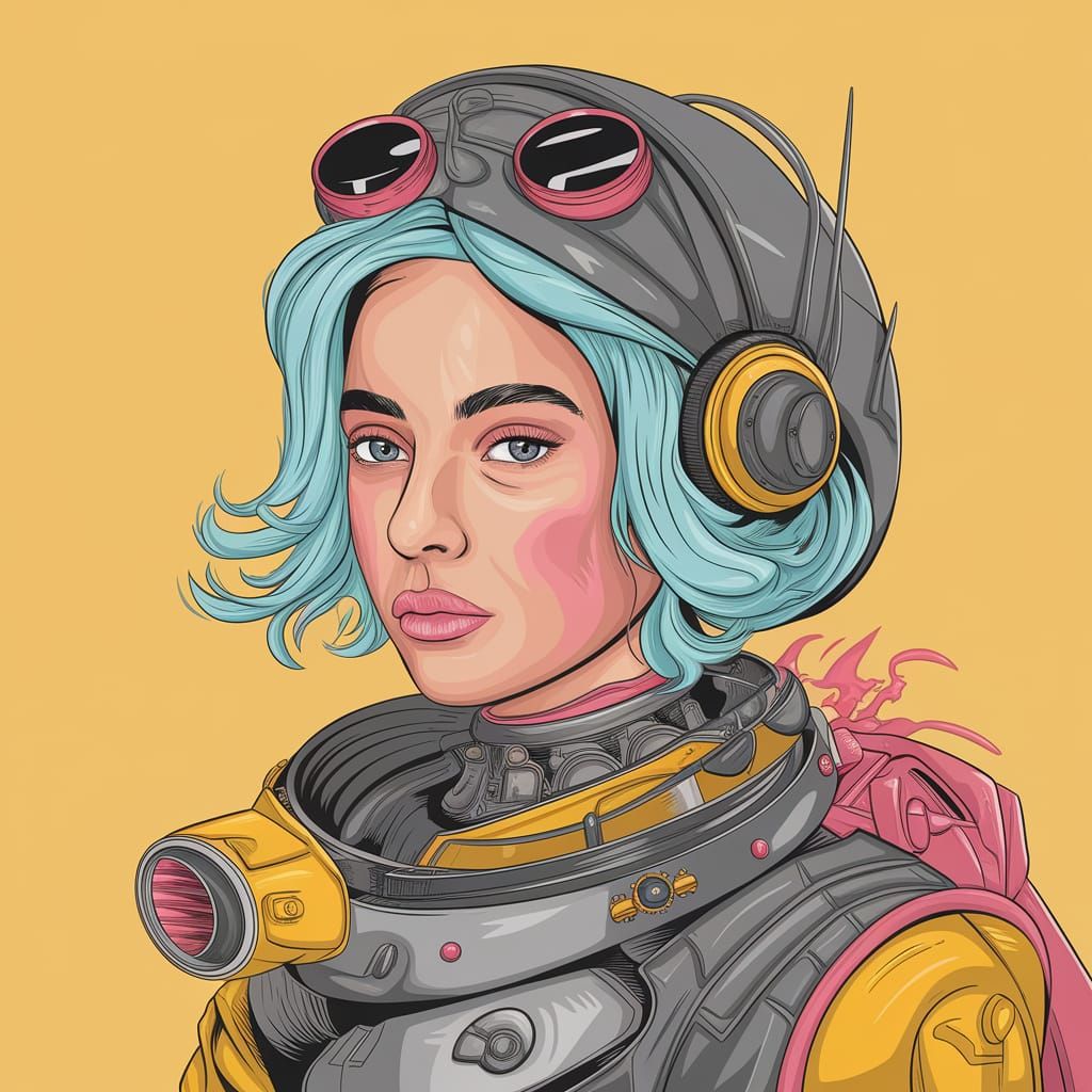 Minimalist Steampunk Galactic Concept Art in Pale Yellow