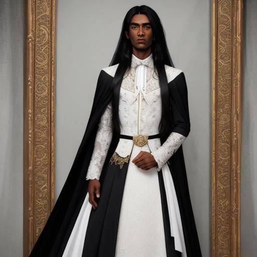 Androgynous Latino Man in Wedding Dress Portrait