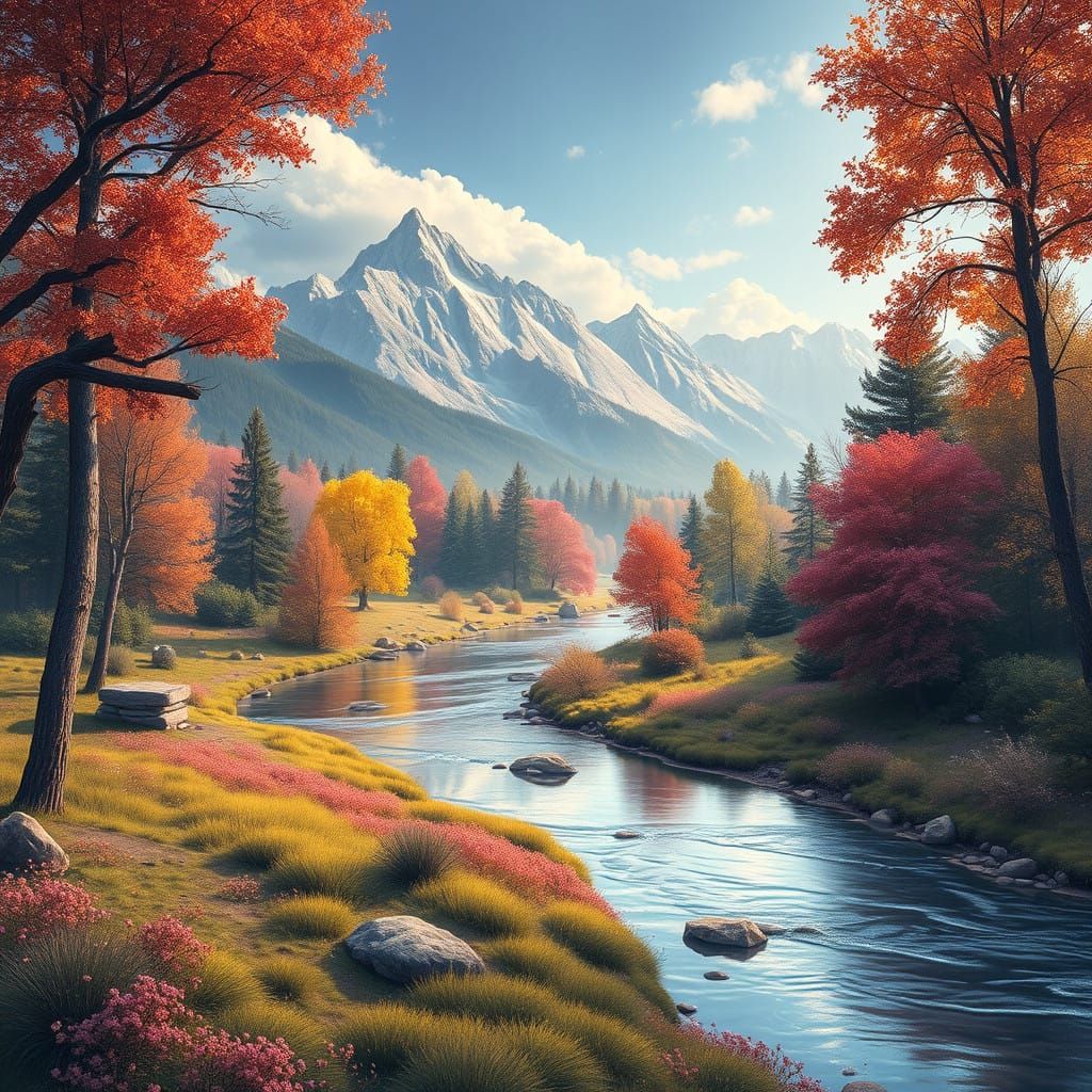 Serene Spring Landscape with Meandering Slang River in Teton...