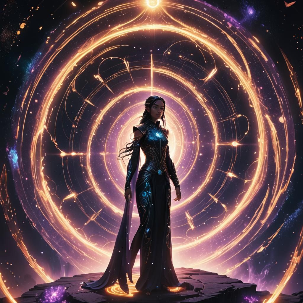 Mystical Being Reveals Coded Message in Neon Digital Art