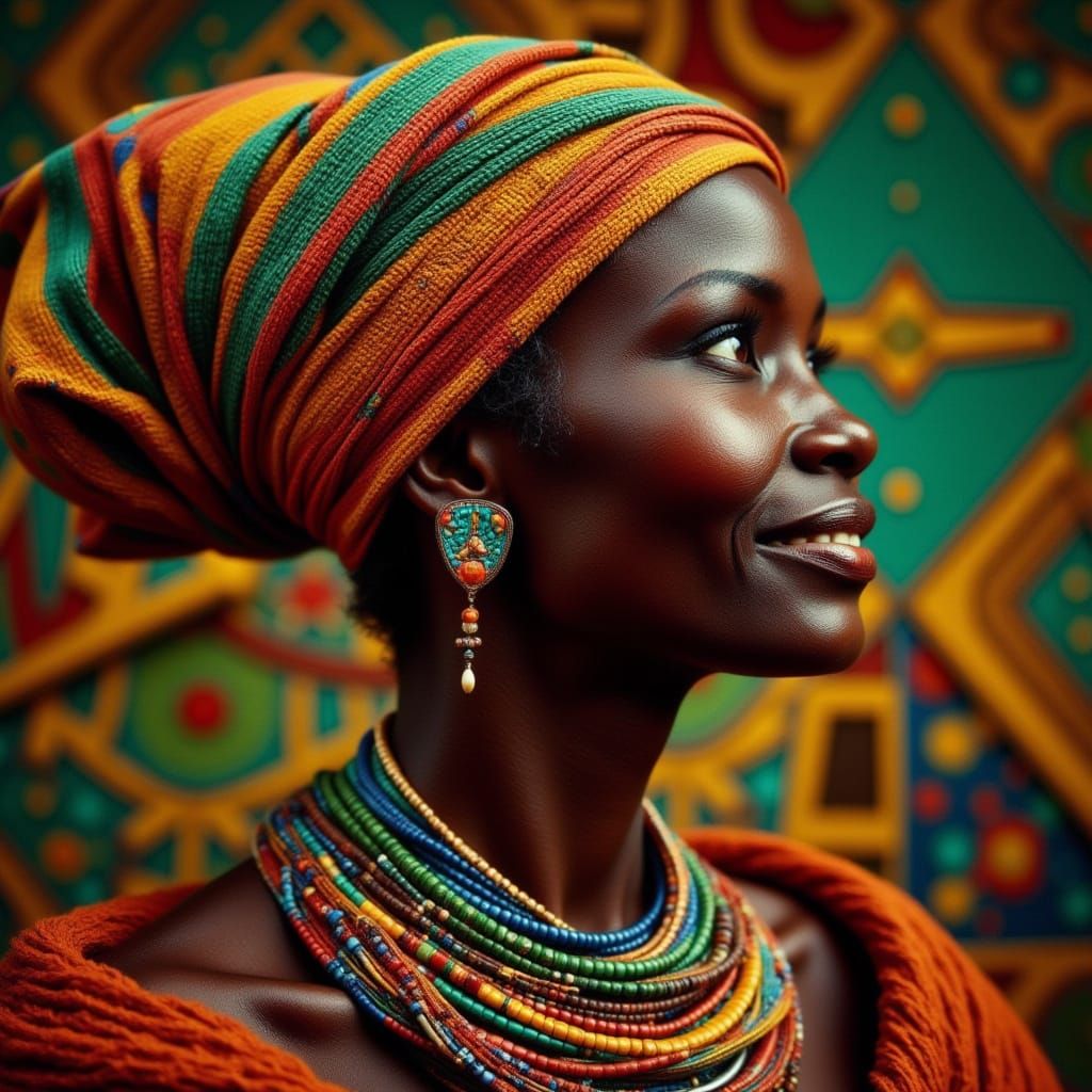 Vintage Makonde Woman in Dramatic, Hyperrealistic Style