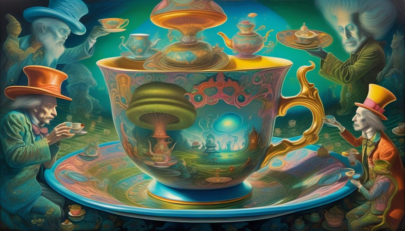 Mad Hatter's Surreal Tea Party in Dreamscape