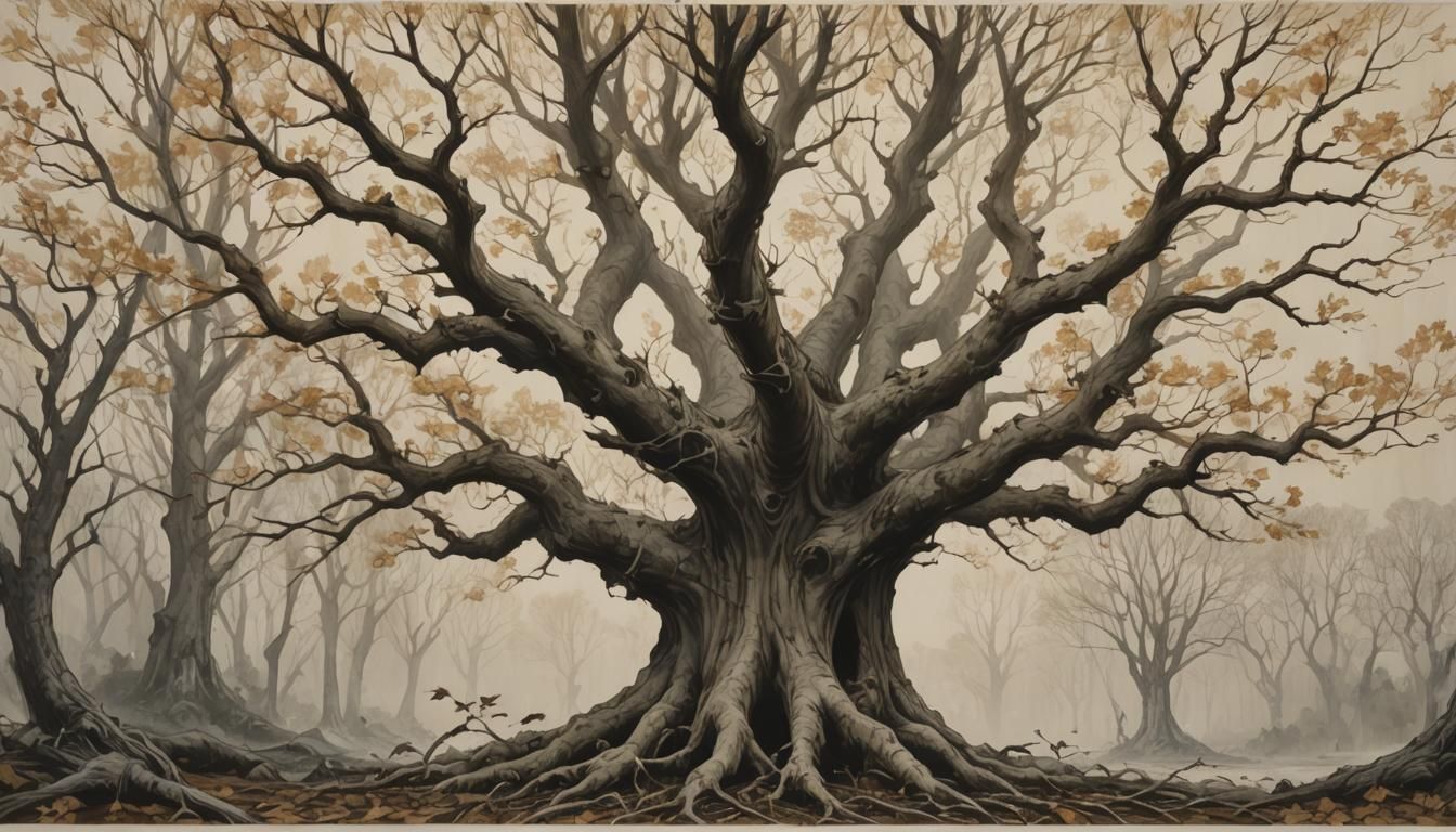 Chthonic Sycamore: A Botanical Illustration