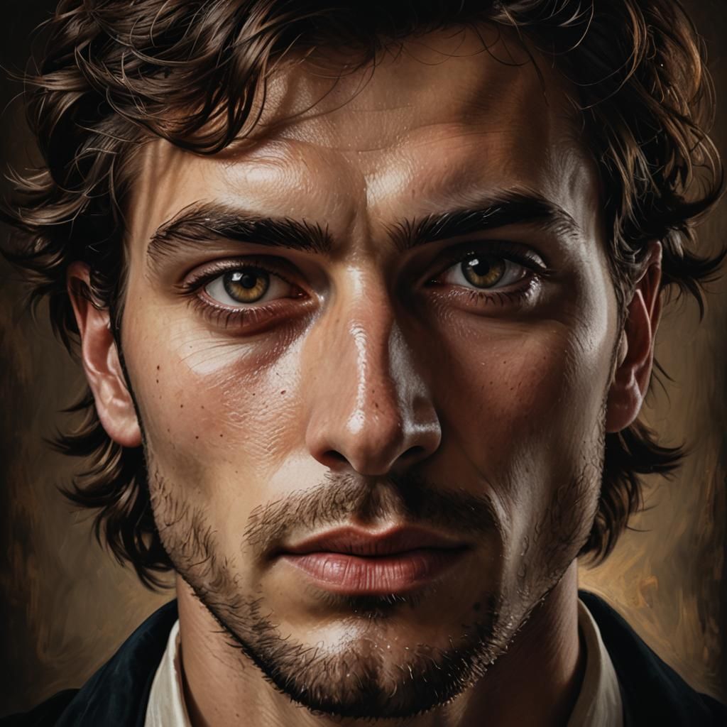 Expressive Portrait in Chiaroscuro Lighting