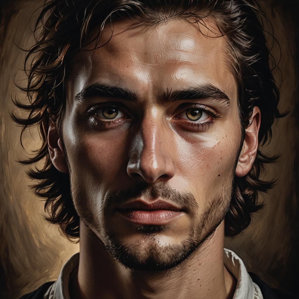 Emotional Portrait in Chiaroscuro Lighting Style