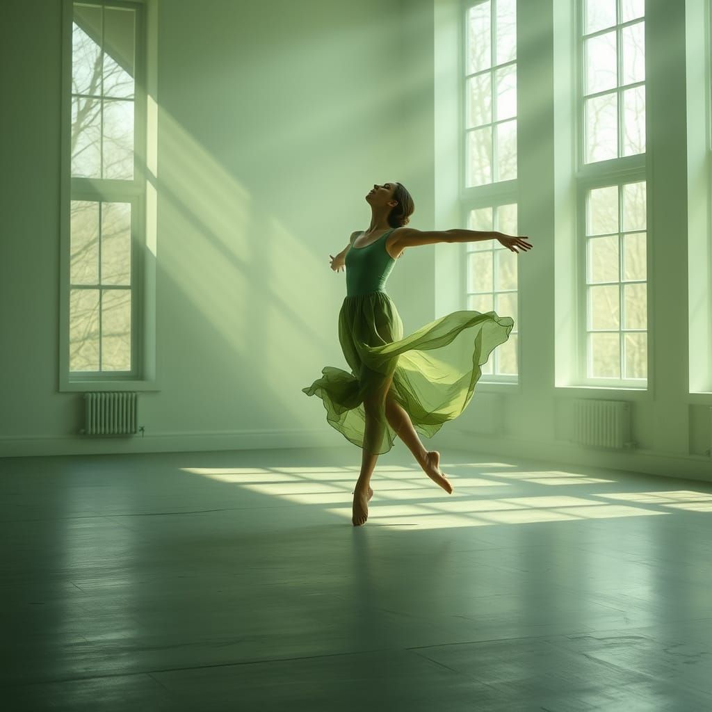 Dancer in Serene Green Studio