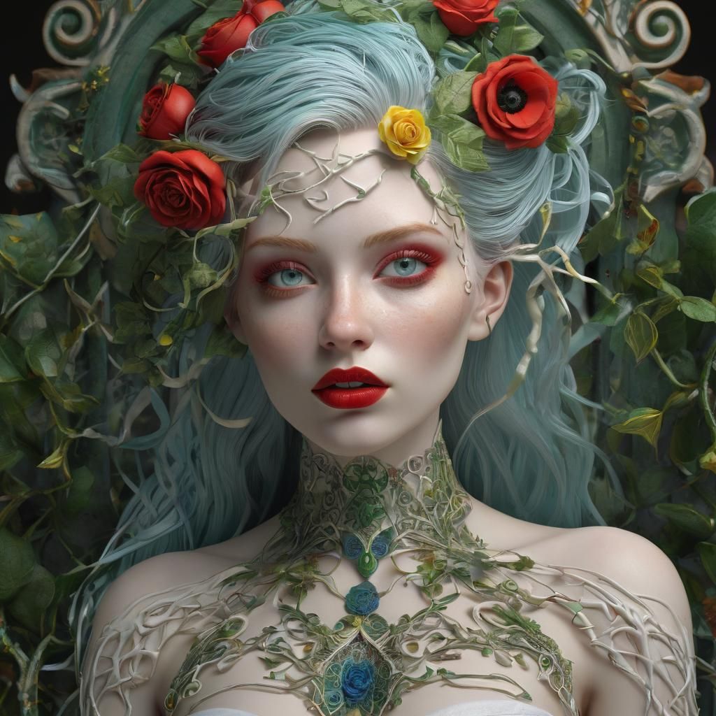 Gothic Woman Portrait in Hyperrealistic 3D Digital Art