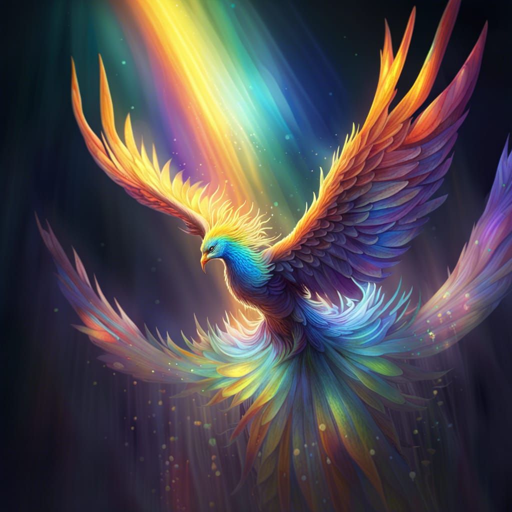 Iridescent Phoenix Flight: A Dark Fantasy Concept