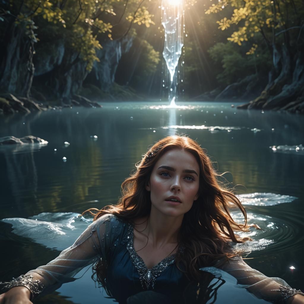 Ghostly Woman Floats in Lake: Digital Matte Painting