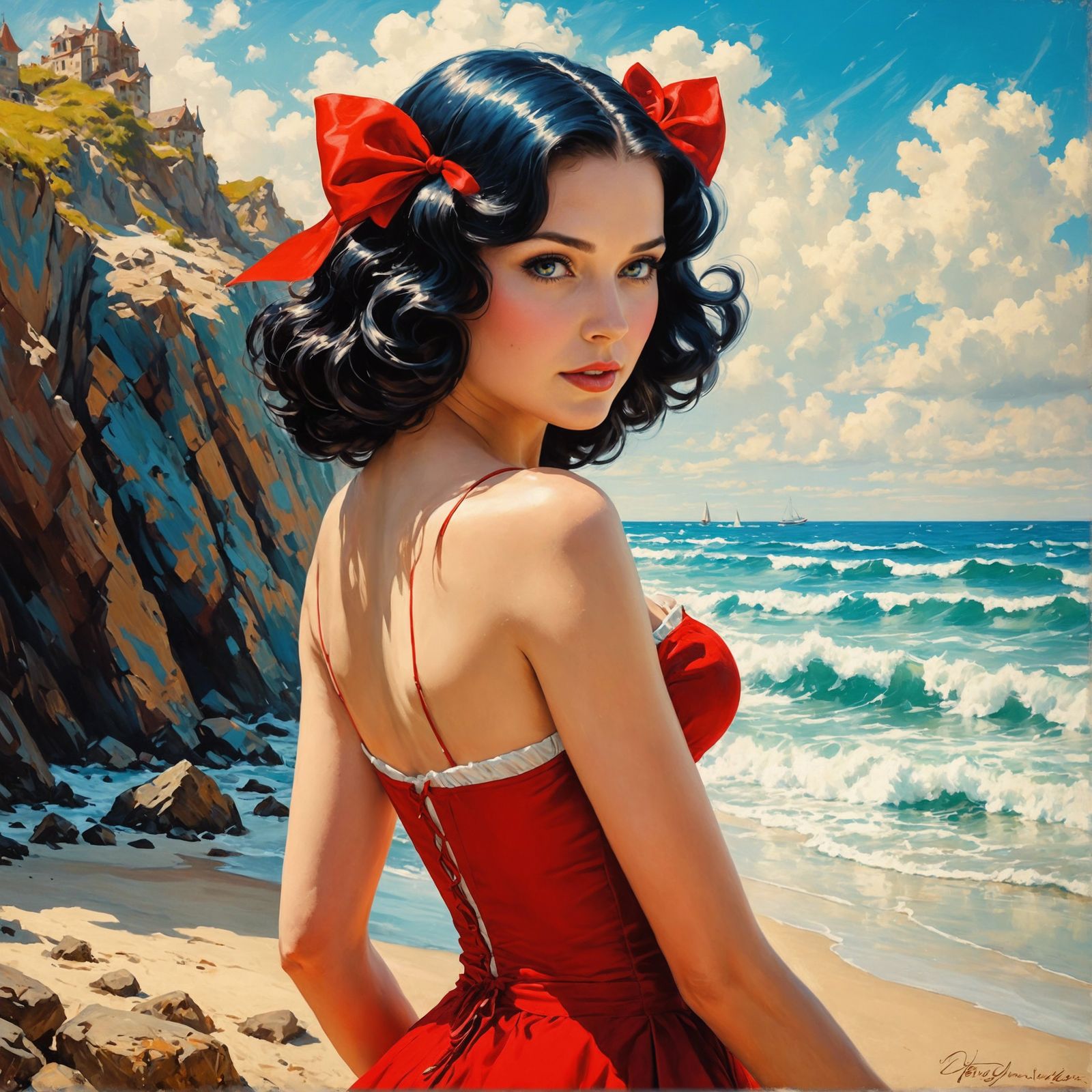 portrait of woman at the beach in a swimsuit