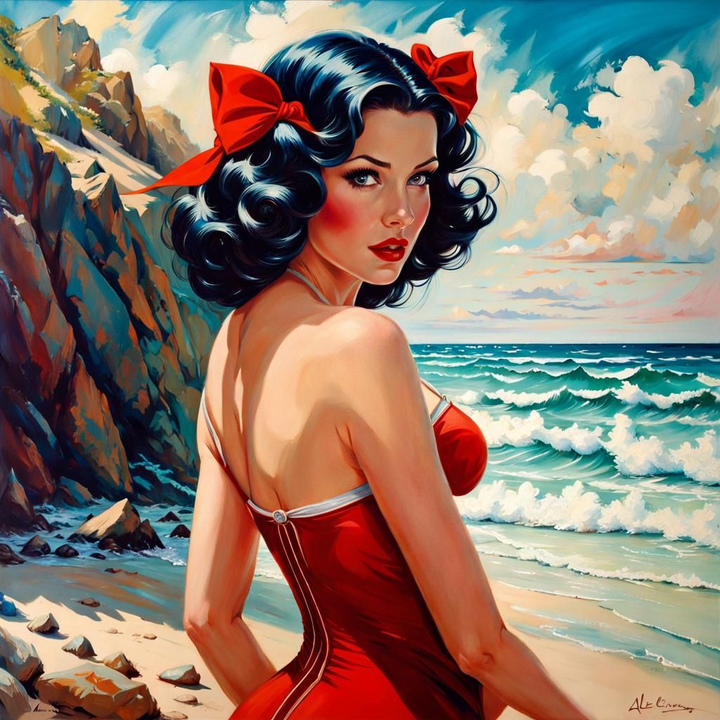 portrait of woman at the beach in a swimsuit
