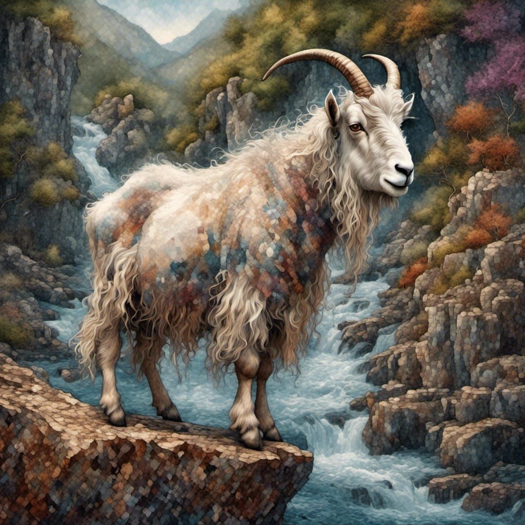 Rocky Mountain goat above a torrent