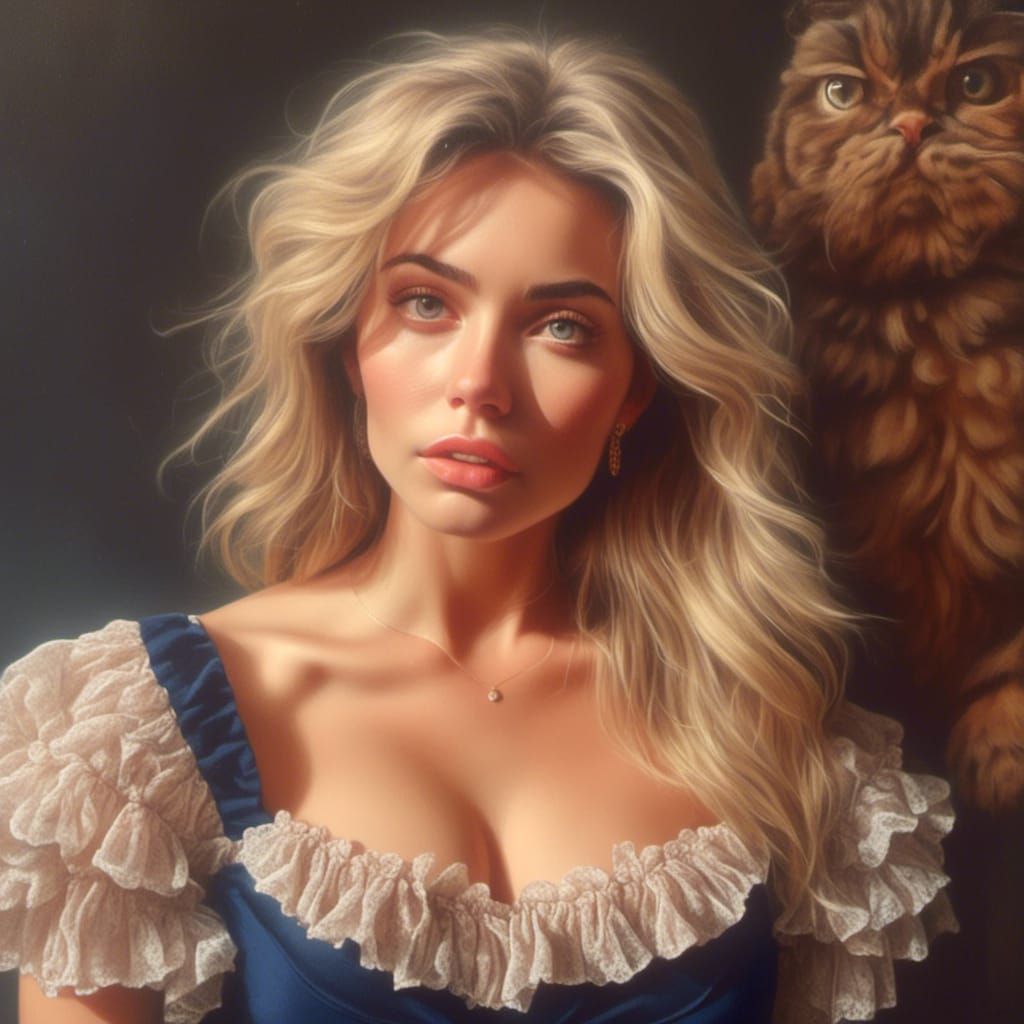 woman and her cat
