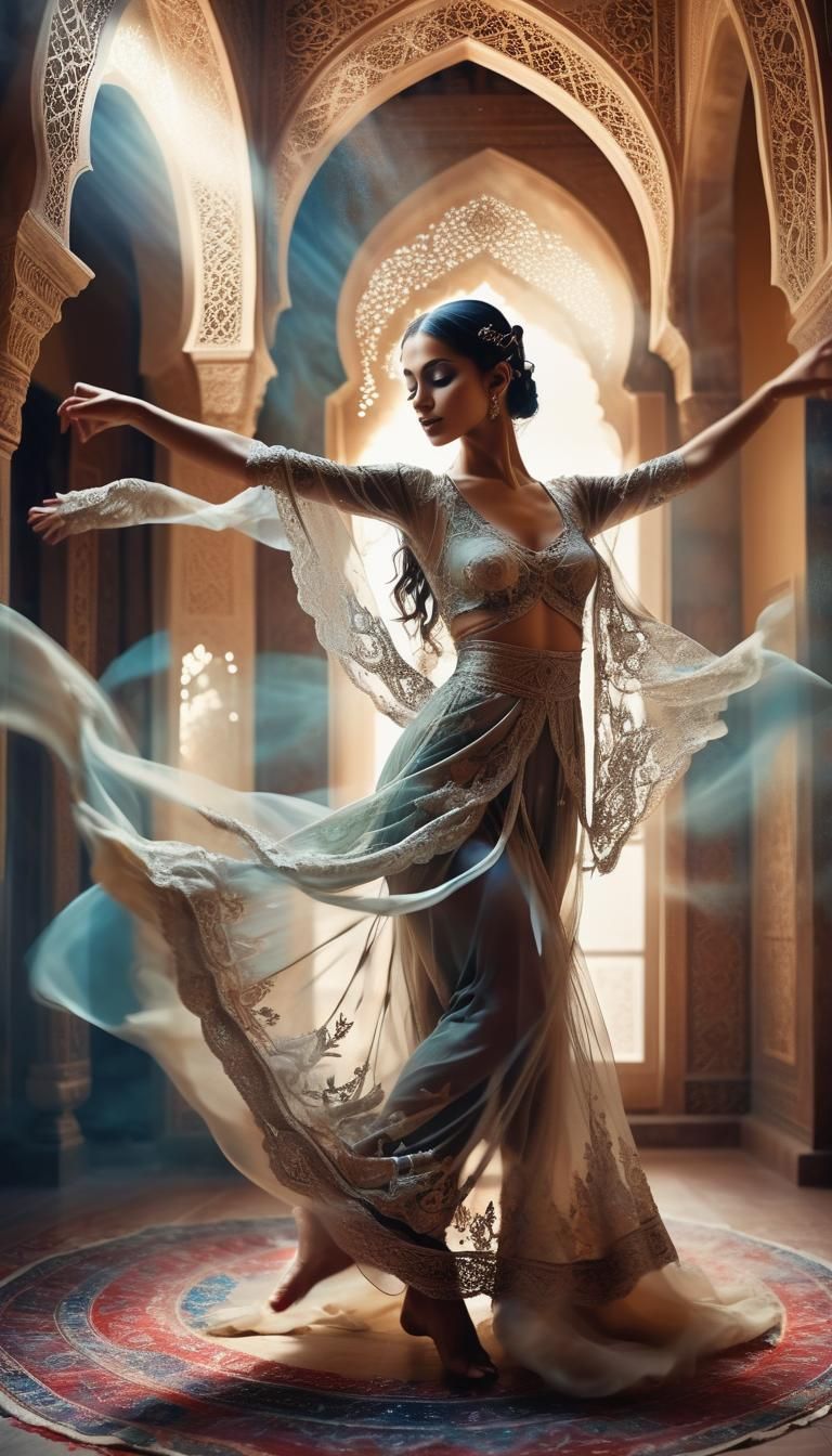 Arabic Dancer in Dreamy Double Exposure