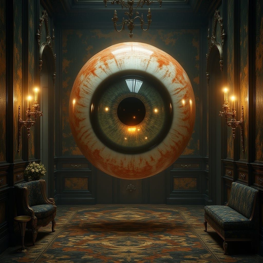 Giant Eyeball Floating in Surrealist Dreamscape