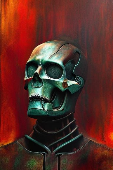 Grim Reaper Biopunk Portrait with Intricate Textures