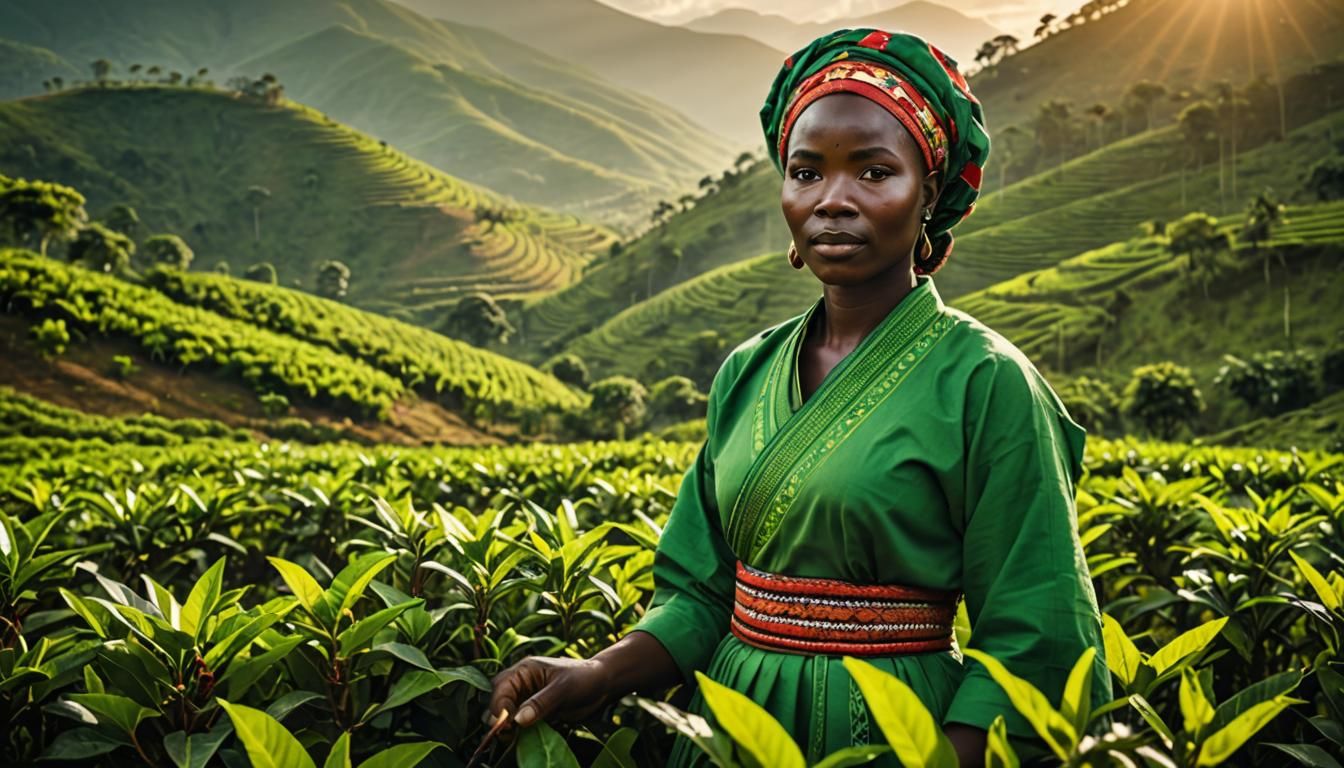 Burundian Woman in Tea Plantation: Travel Photography