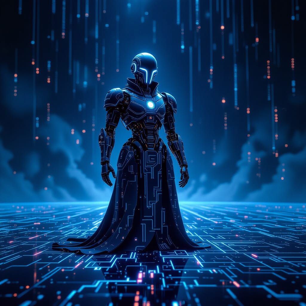 Glowing Automaton in Digital Realm Concept Art