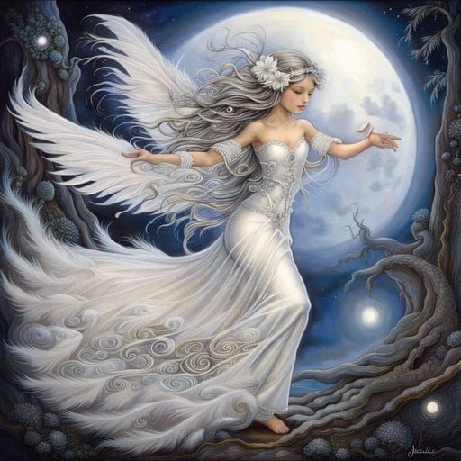 Mystical Celestial Dancer Under the Moon