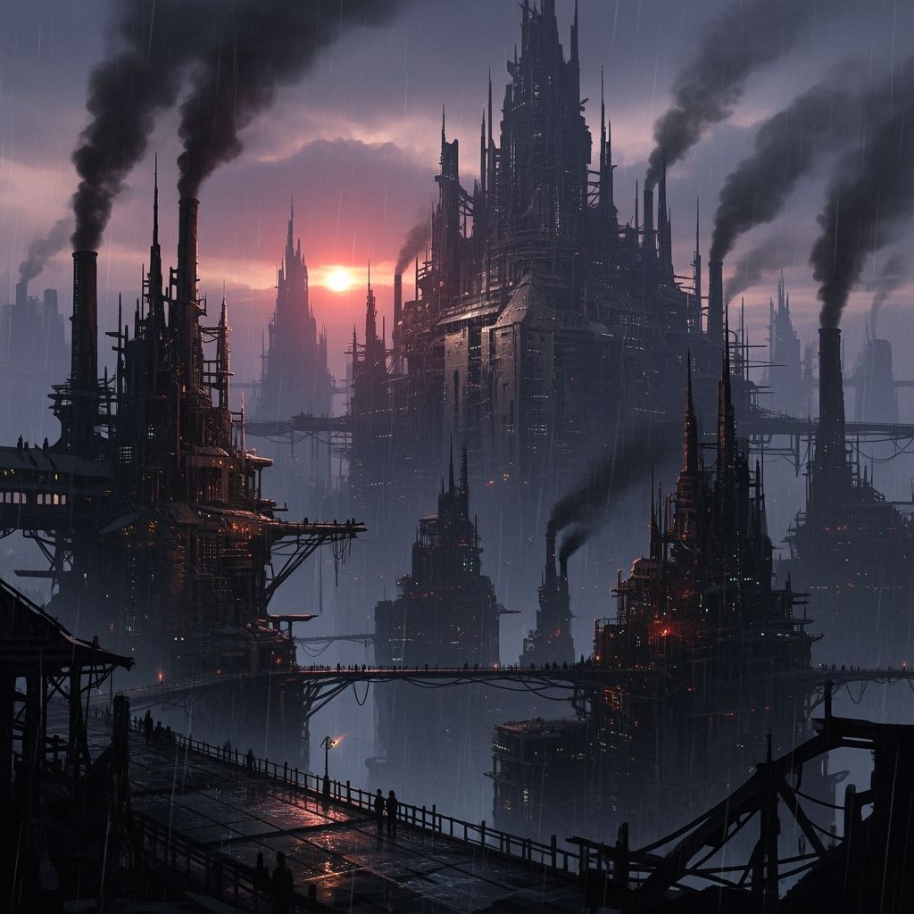 Grimdark Fantasy Landscape in Dark Style