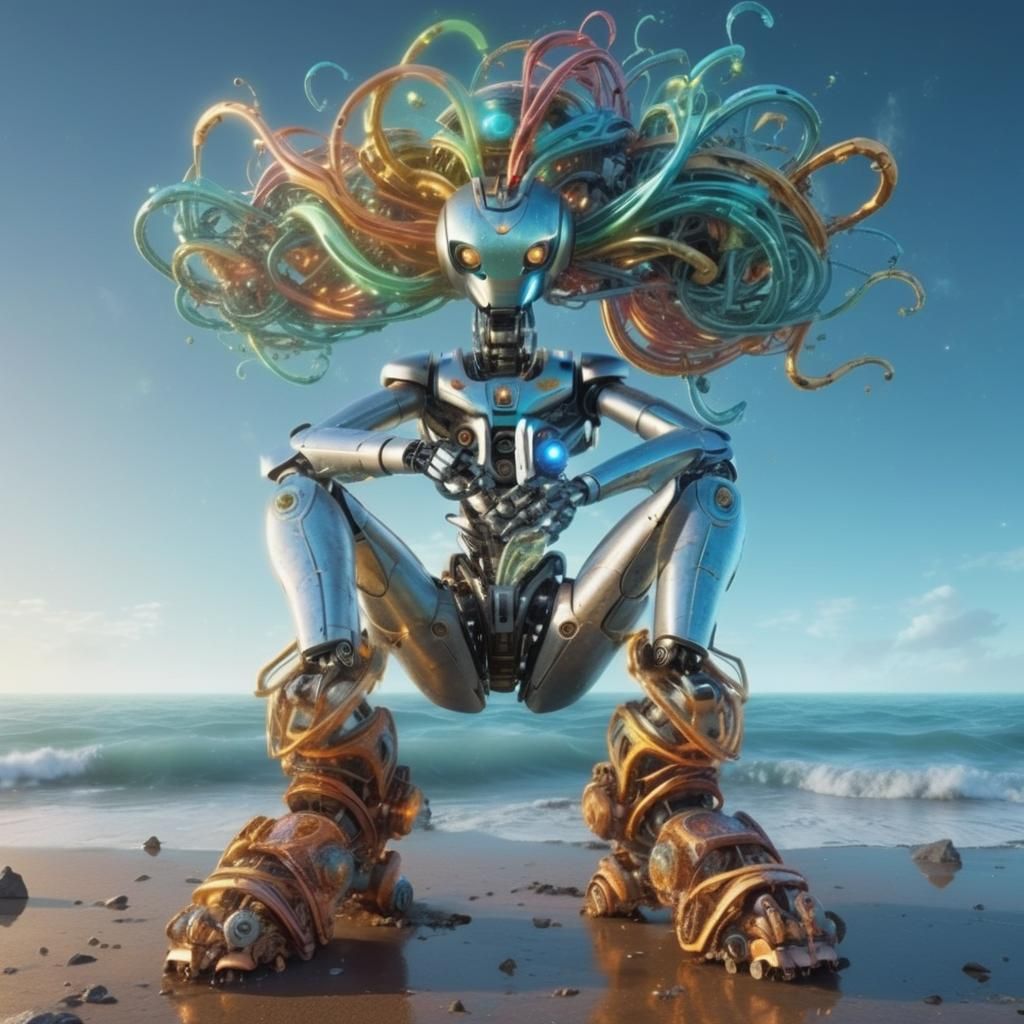 Surreal Robot in Dreamscape, Salvador Dali Inspired