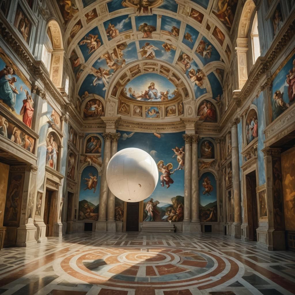 Surreal Sphere in Sistine Chapel, Photorealistic