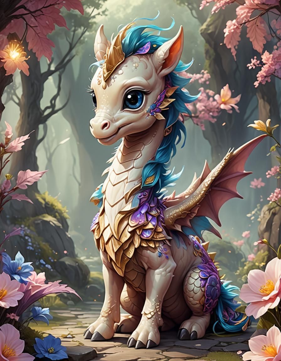 Dreamy Fantasy: Cute Baby Pony Dragon