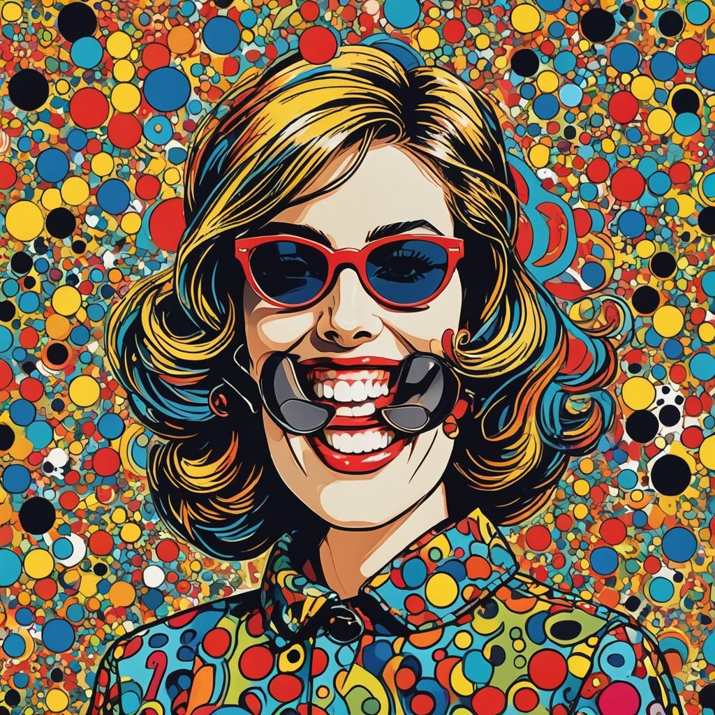 Mod Woman in Psychedelic Pop Art Style