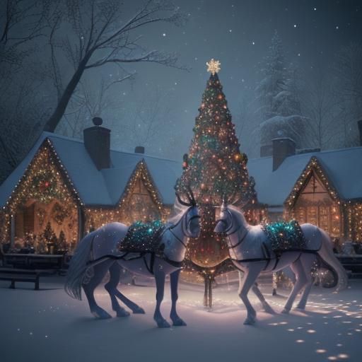 Magical Christmas Winter Wonderland in Mixed Media