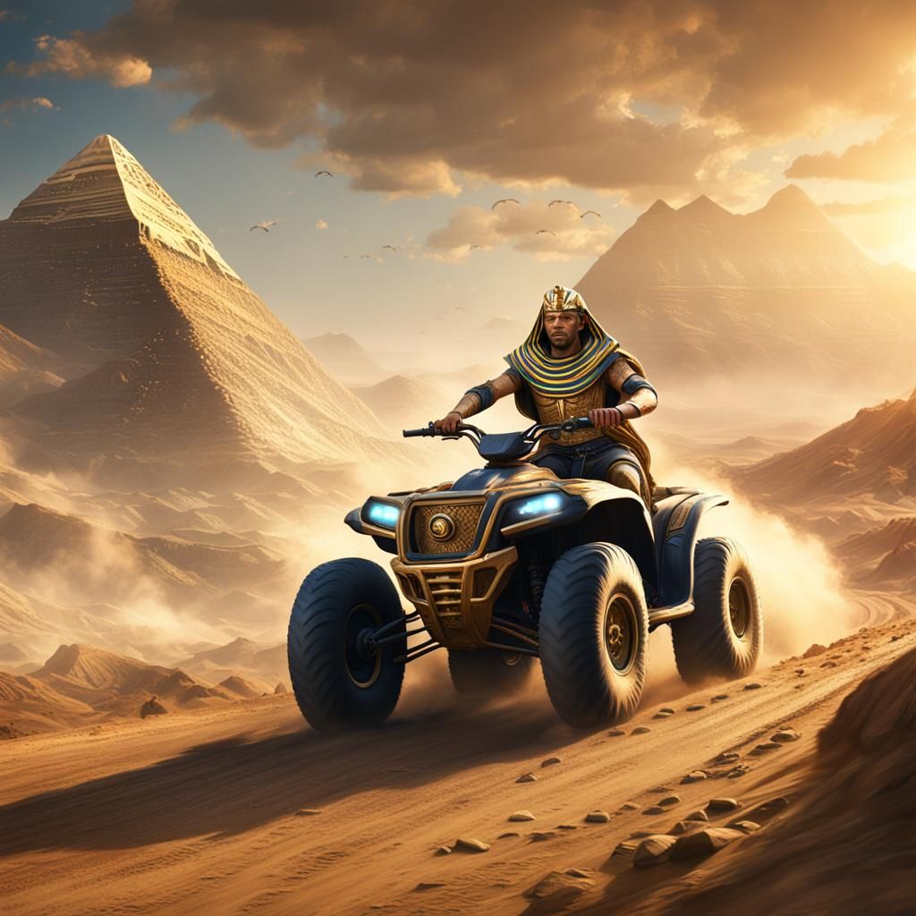 King Tut Races ATV: Detailed Matte Painting