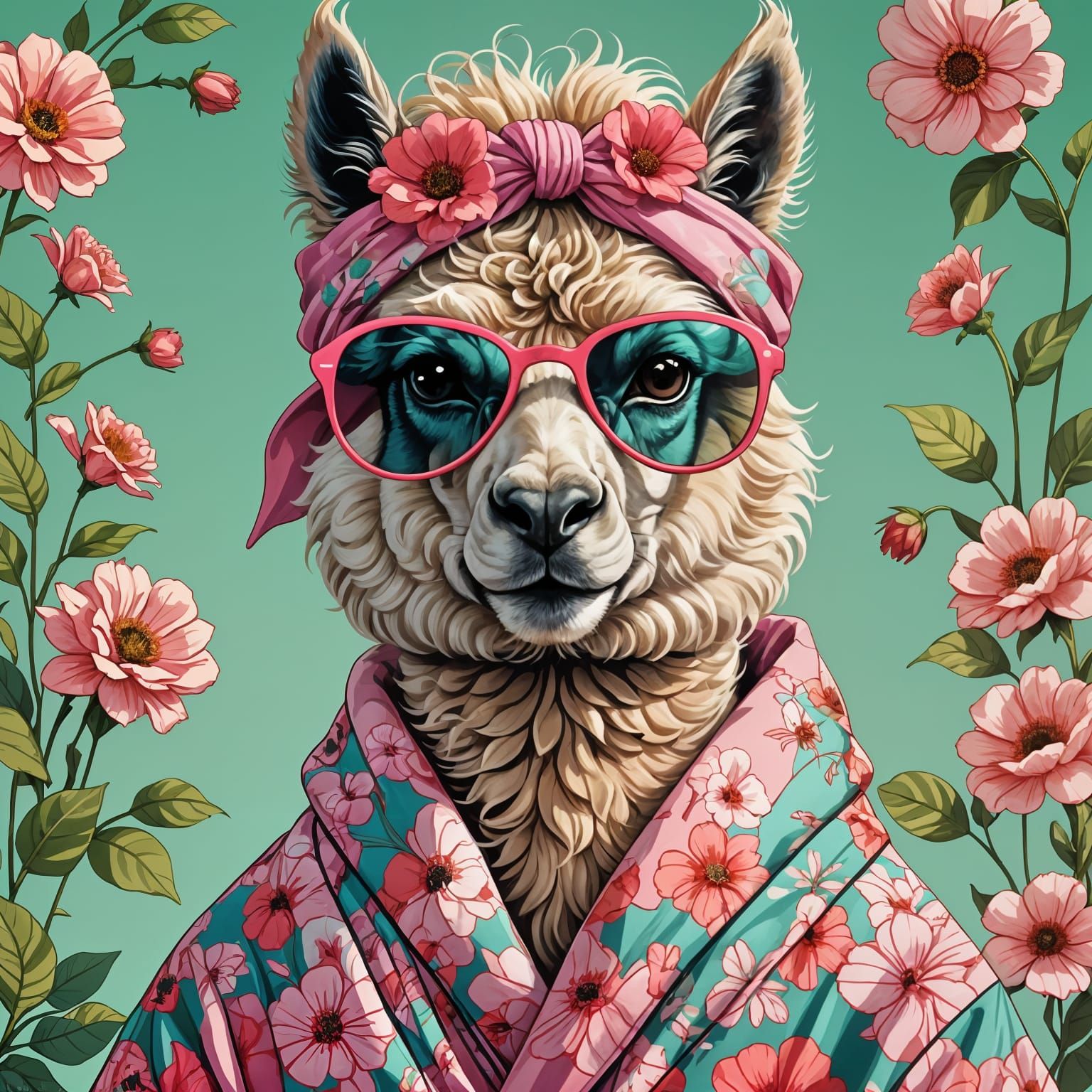 Lady Alpaca in Mint Green Glamour