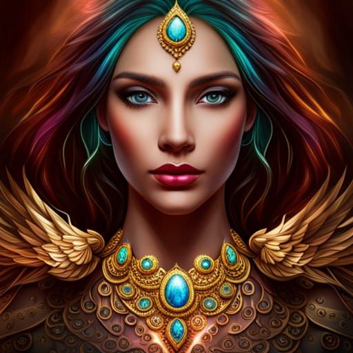 Mystic Warrior Portrait in Fractal Cosmic Style